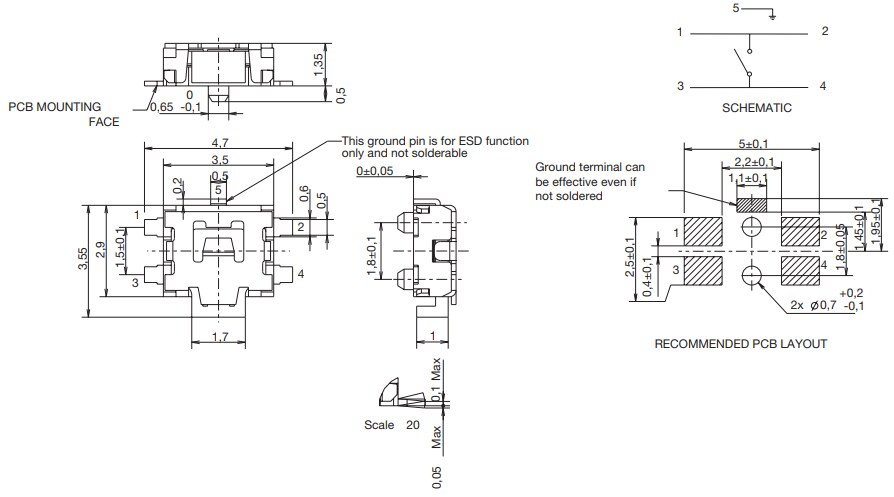 C&K Switches PTS840 SMT Side Actuated Tactile Switches